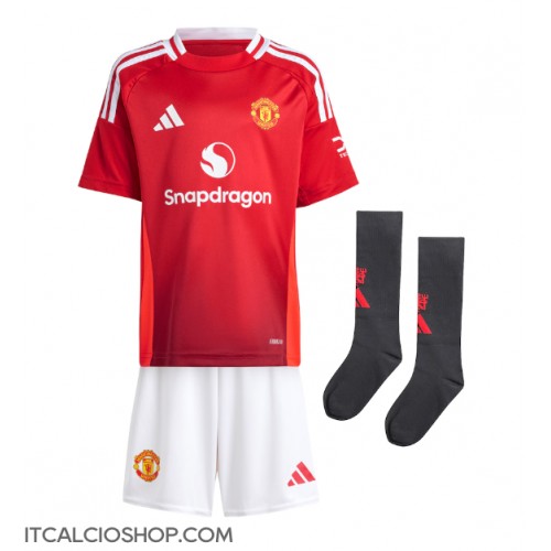 Manchester United Lisandro Martinez #6 Prima Maglia Bambino 2024-25 Manica Corta (+ Pantaloni corti)